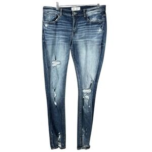 BKE Payton Jeans Universal Mid-Rise‎ Skinny Womens 34x33 Blue Denim Distressed